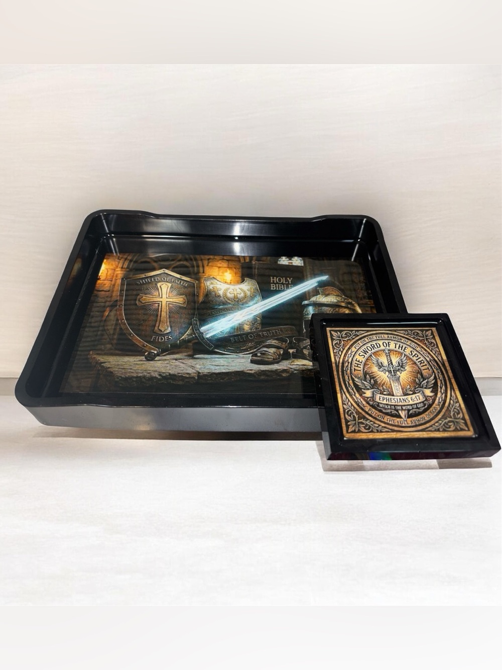NORE’S NOVELTIES Handcrafted Decorative Vanity/ Serving Tray “ARMOUR OF GOD” - Picture 5 of 7